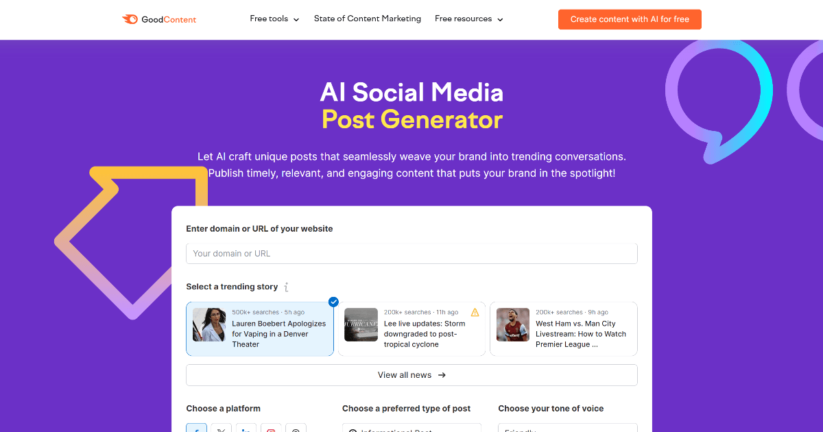 AI Social Media Post Generator screenshot