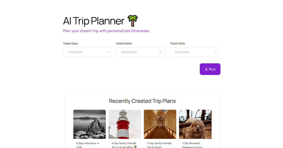 AI Trip Planner screenshot