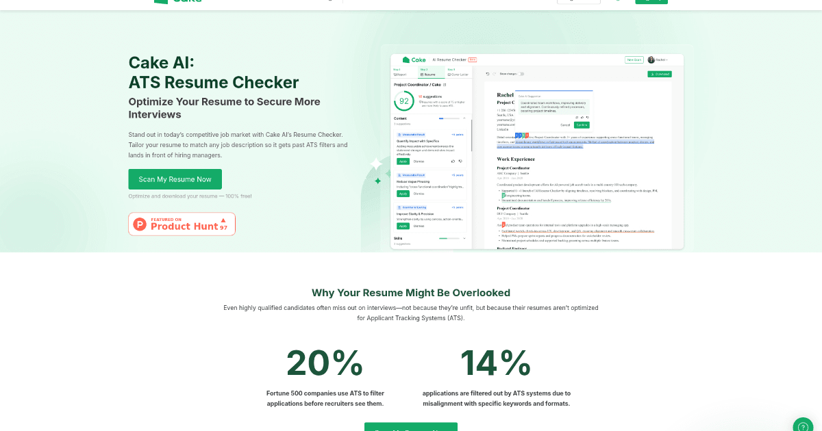 Cake Resume Checker screenshot