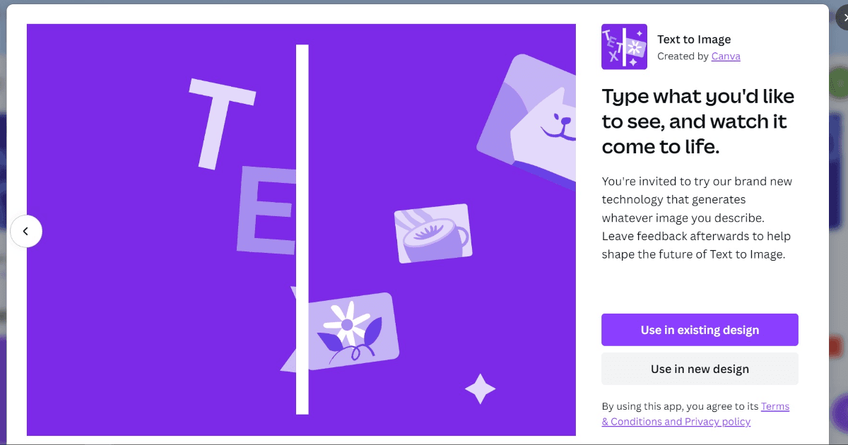 Canva Text to Image screenshot