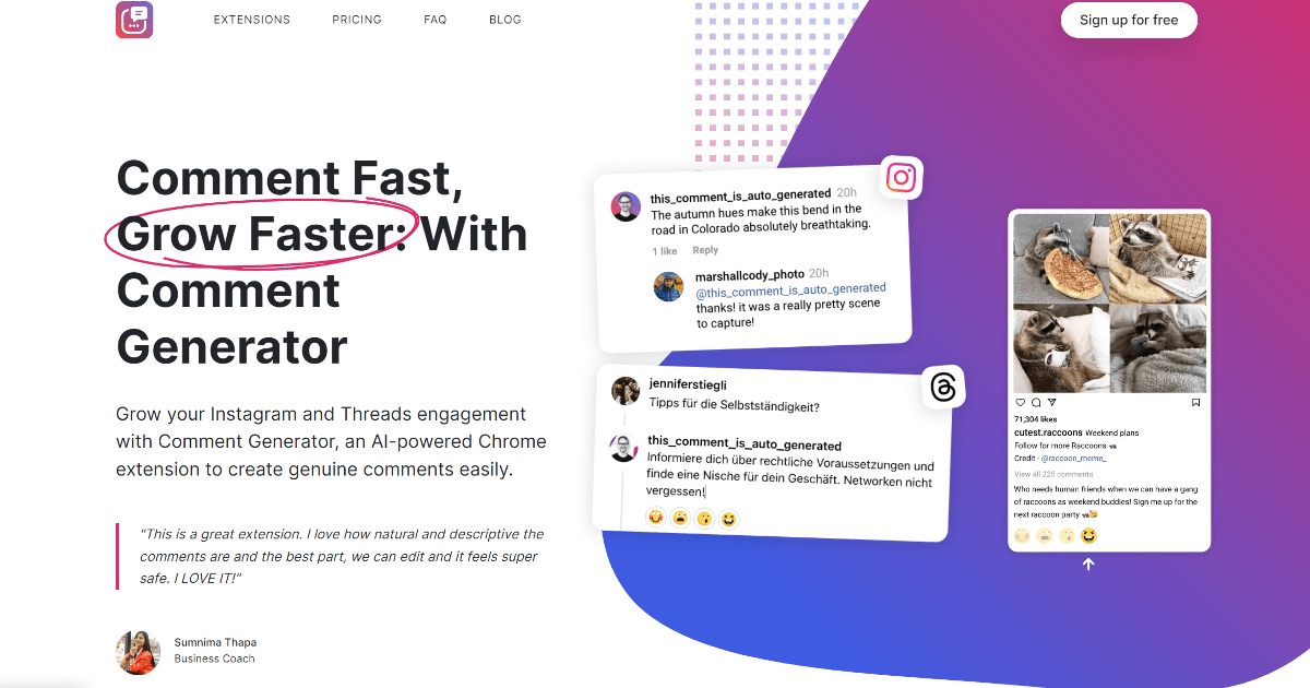 Comment Generator screenshot