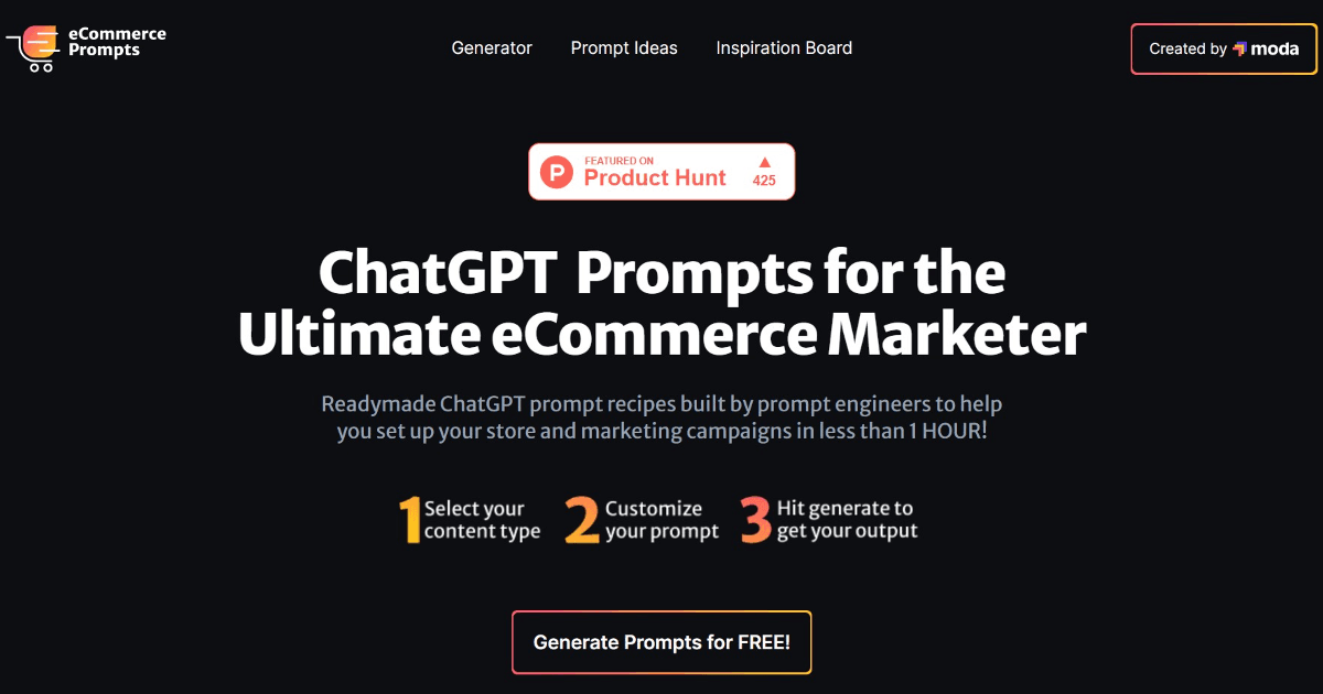 eCommerce Prompt Generator screenshot