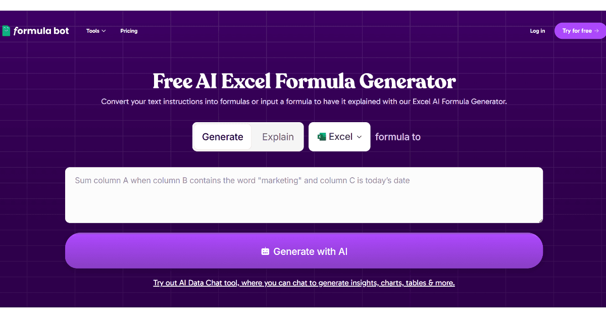 Excel Formula Bot screenshot