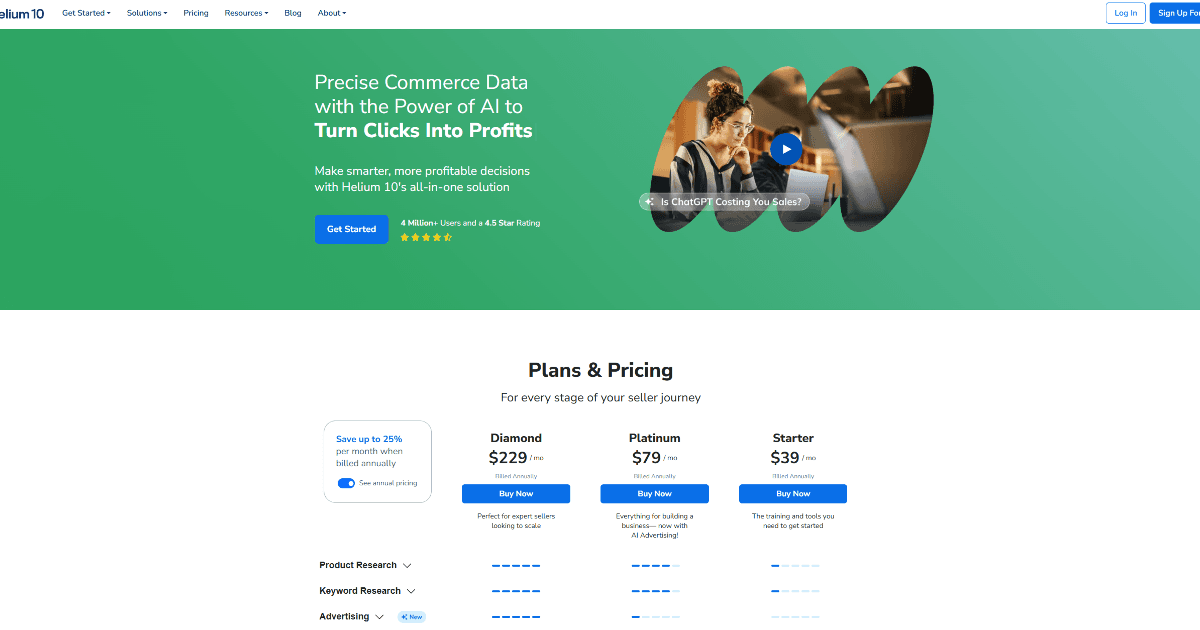 Helium 10 screenshot