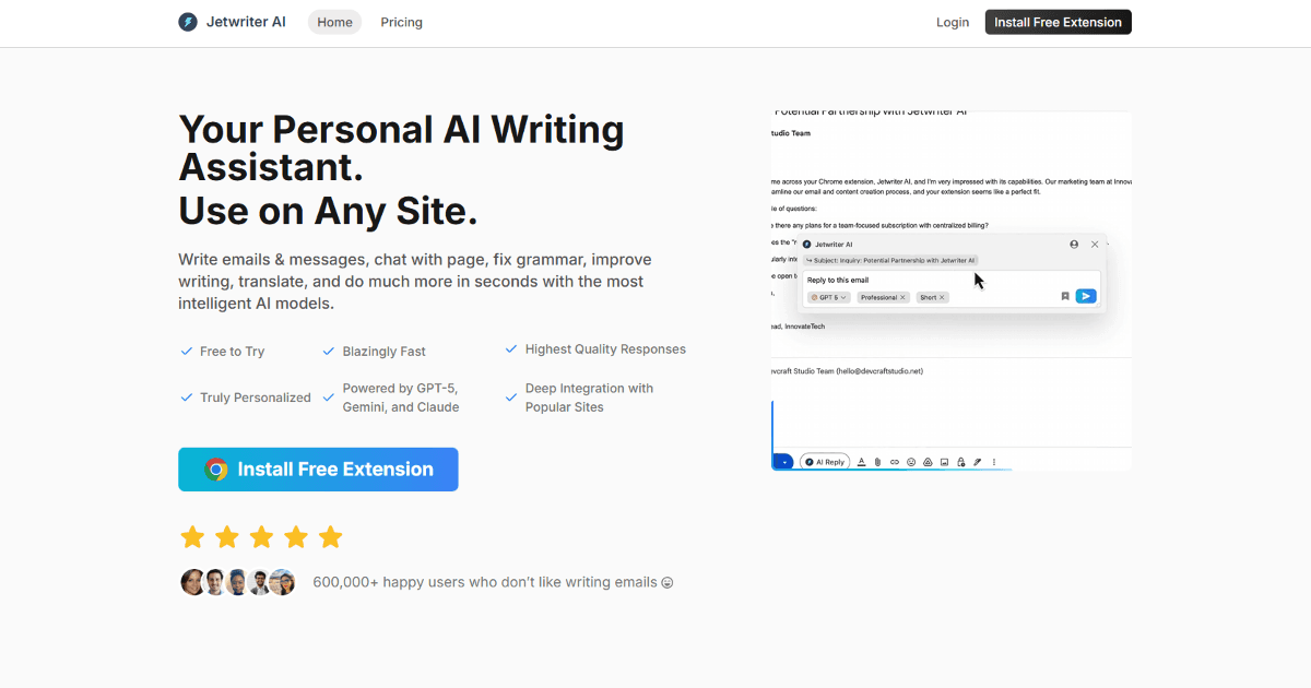 Jetwriter AI screenshot