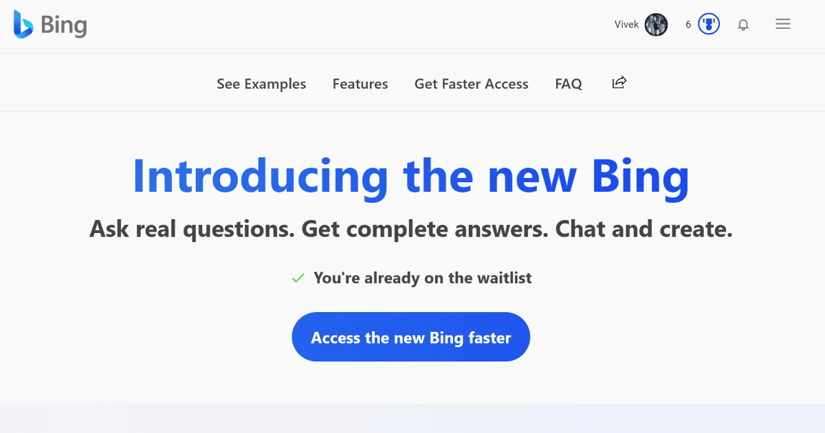 Microsoft Bing screenshot