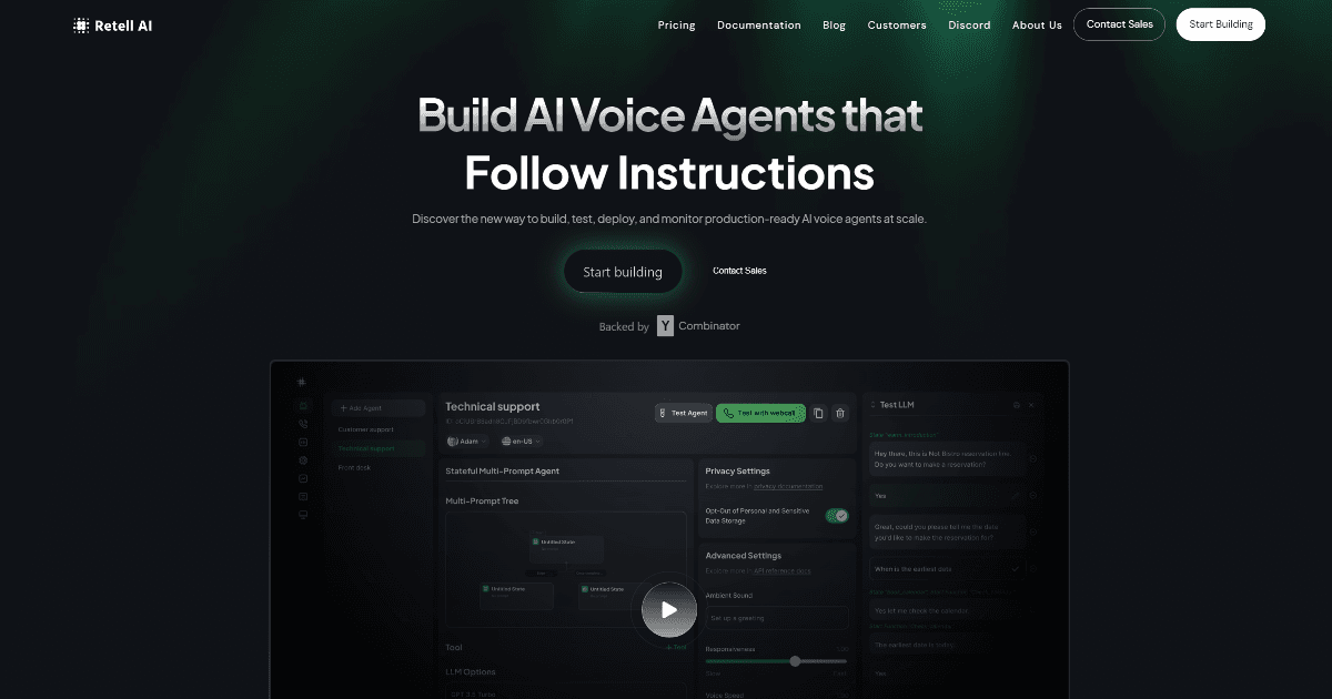 Retell AI screenshot