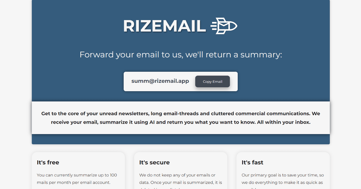 Rizemail screenshot