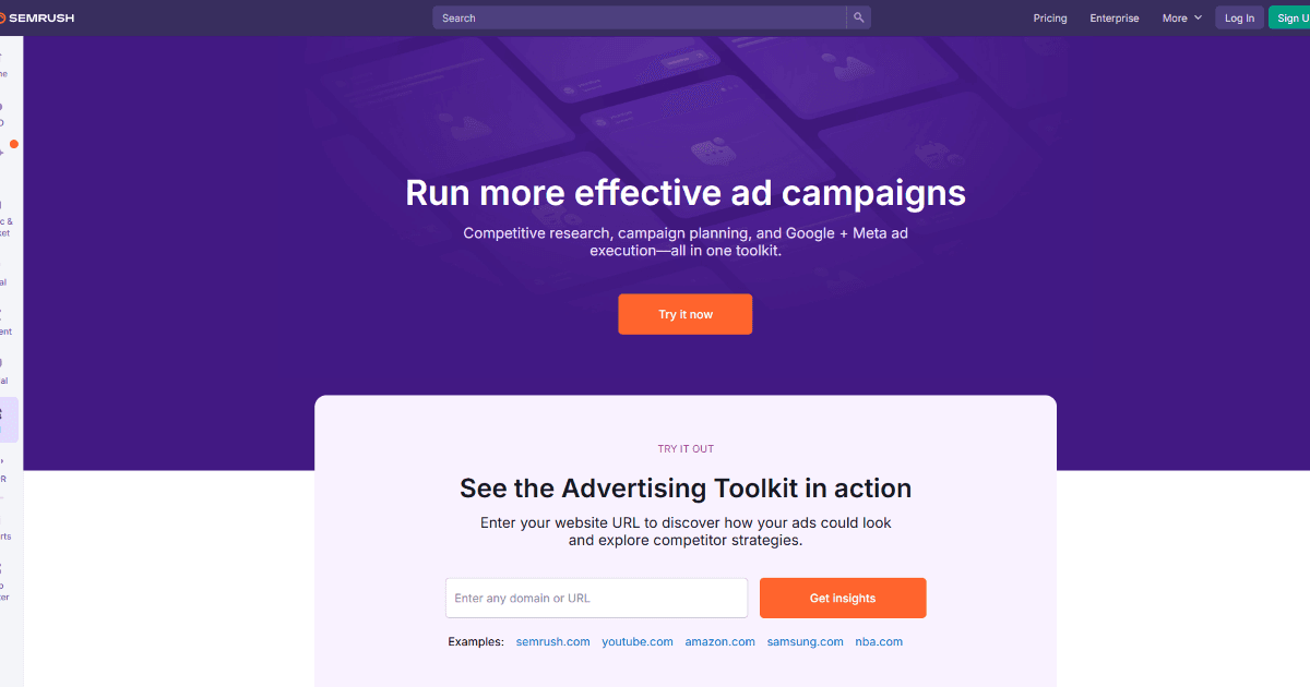 Semrush Advertising Toolkit screenshot