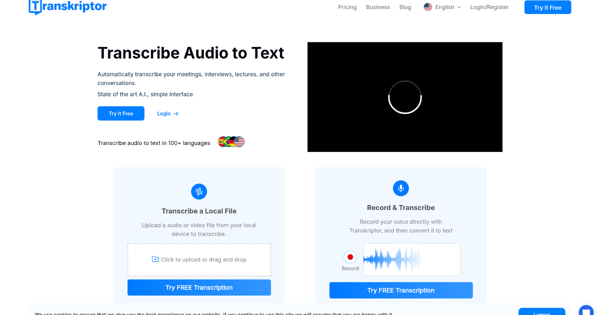 Transkriptor screenshot