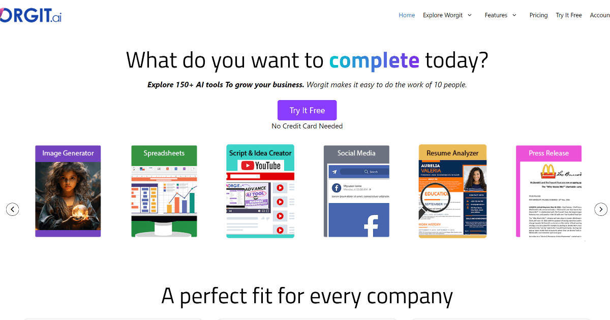 Worgit.ai screenshot
