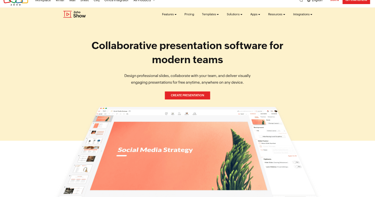 Zoho Show screenshot